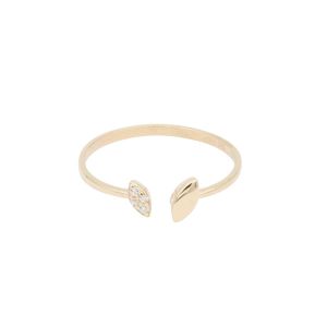 Inel Aur 14K galben, frunza cu zirconii