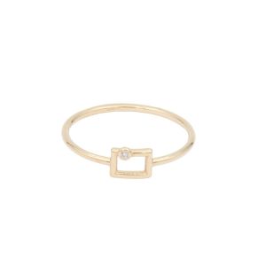 Bijuterii - Inel Aur 14K galben, dreptunghi cu zirconiu