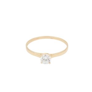 Inel de logodna Aur 14K galben, solitaire cu zirconiu