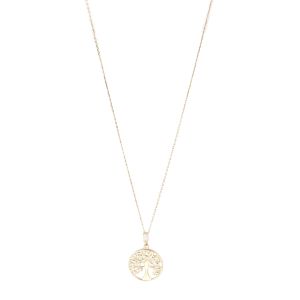 Colier Aur 14K galben pomul vietii cu zirconii