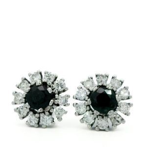 Cercei cu diamante Aur 14K si safire