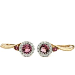 Cercei cu diamante Aur 18K si turmaline