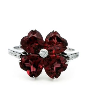 Inel cu diamante si granate Aur 14K
