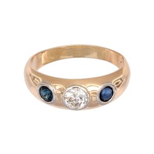 Inel cu diamante si safire Aur 14K