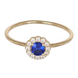Bijuterii - Inel Aur 14K galben, solitaire cu zirconii