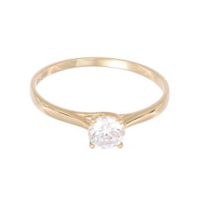 Inel de logodna Aur 14K galben, solitaire cu zirconiu