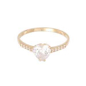 Inel de logodna Aur 14K galben, solitaire cu zirconiu