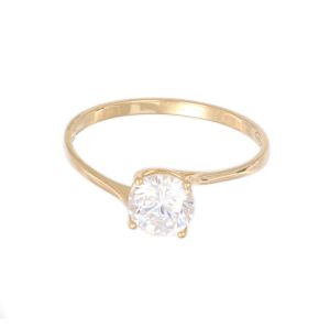 Inel de logodna Aur 14K galben, solitaire cu zirconiu