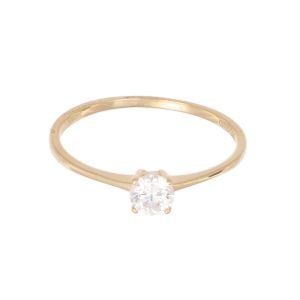 Inel de logodna Aur 14K galben, solitaire cu zirconiu
