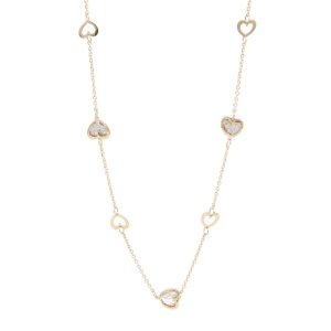 Colier Aur 14K galben, alb, inima