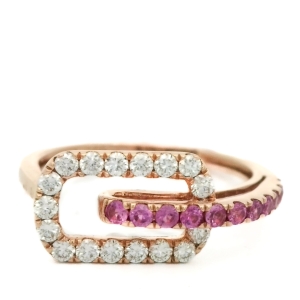 Inel cu diamante Aur 18K si safire