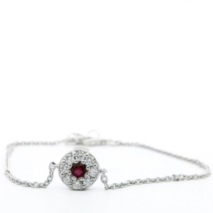 Bratara cu diamante Aur 14K si rubin