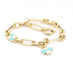 Bratara Aur 14K Galben, Zale Ovale cu Floare 