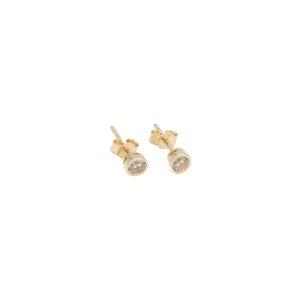Cercei Aur 14K galben solitaire cu zirconiu