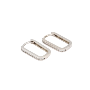 Cercei Aur 14K alb geometrici cu zirconii