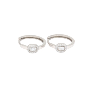Cercei Aur 14K alb cerc cu zirconii