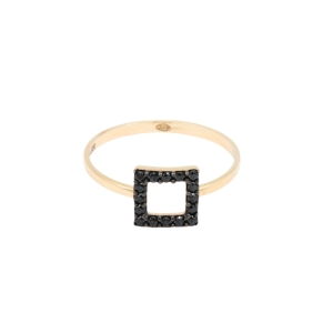 Inel Aur 14K galben geometric cu zirconii