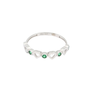Inel Aur 14K alb inima cu zirconii