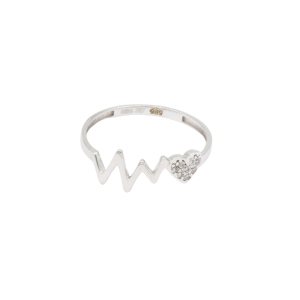 Inel Aur 14K alb inima cu zirconii