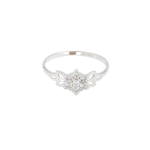 Inel Aur 14K alb floare cu zirconii