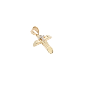 Pandantiv Aur 14K galben, alb, cruce