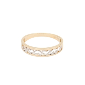 Inel Aur 14K galben, alb, inima