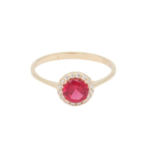 Inel Aur 14K galben, solitaire cu zirconii