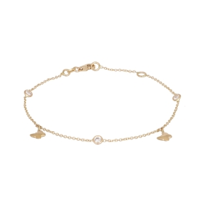 Bratara Aur 14K galben, fluture cu zirconii
