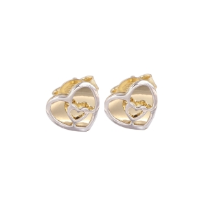 Cercei Aur 14K galben, alb, inima