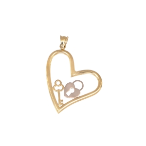 Pandantiv Aur 14K galben, alb, inima