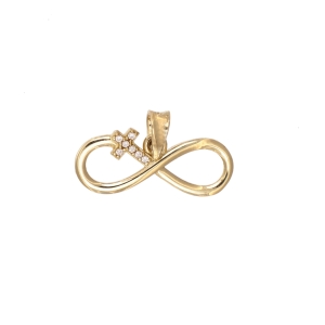 Pandantiv Aur 14K galben infinit cu zirconii