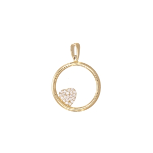 Pandantiv Aur 14K galben inima cu zirconii