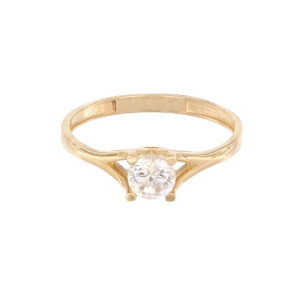 Inel de logodna Aur 14K galben solitaire cu zirconiu