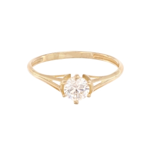 Inel de logodna Aur 14K galben solitaire cu zirconiu