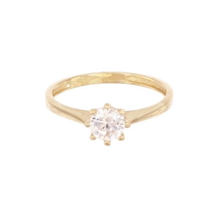 Inel de logodna Aur 14K galben solitaire cu zirconiu
