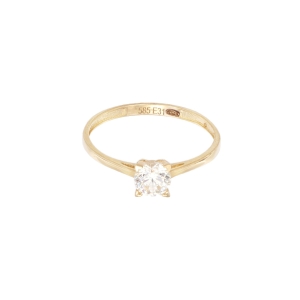 Inel de logodna Aur 14K galben solitaire cu zirconiu