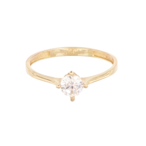 Inel de logodna Aur 14K galben solitaire cu zirconii