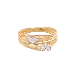Inel Aur 14K galben inima cu zirconii