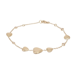 Bratara Aur 14K galben inima cu zirconii