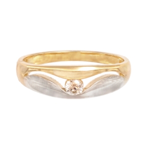 Inel Aur 14K galben, alb cu zirconii