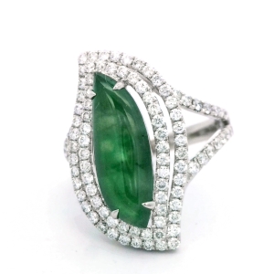 Inel cu diamante si jad Aur 18K