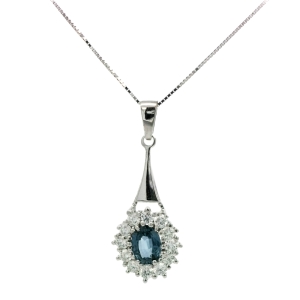 Colier cu diamante Aur 18K si safir