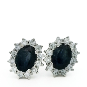 Cercei cu diamante Aur 18K si safire