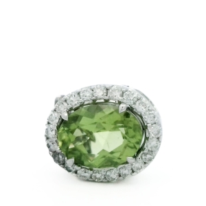 Pandantiv cu diamante Aur 14K si peridot