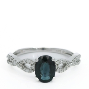 Inel cu diamante Aur 14K si safir