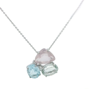 Colier cu diamante si topaz, cuart Aur 18K