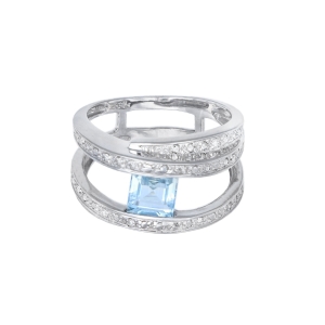 Inel cu diamante Aur 18K si topaz