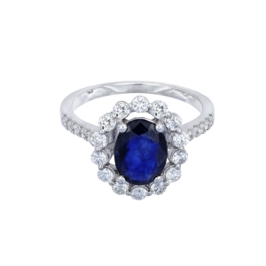Inel cu diamante si safir Aur 14K