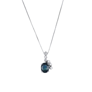 Colier cu diamante Aur 18K si safir