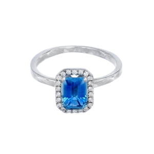 Inel cu diamante Aur 18K si topaz